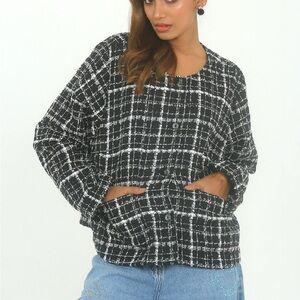 Black and White Asymmetrical Dolman Sleeve Sweater Dress